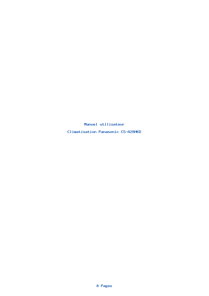Page 1 de la notice Manuel utilisateur Panasonic CS-A28HKD