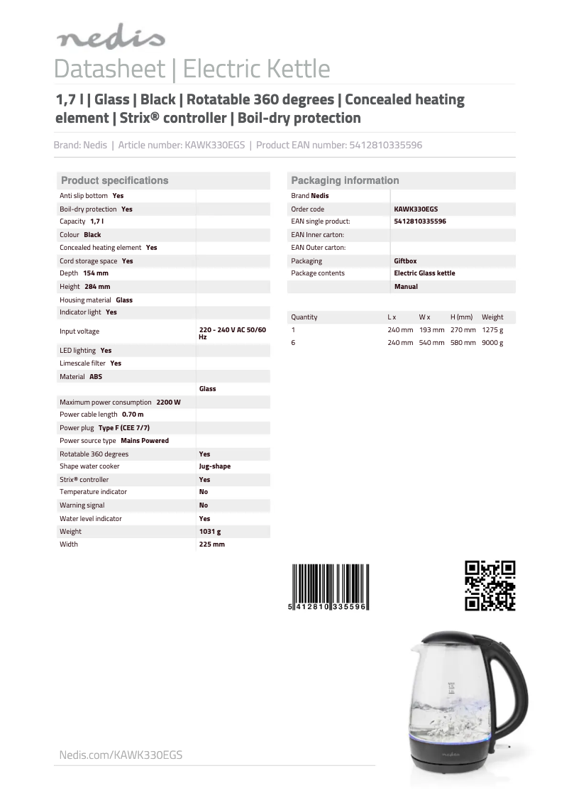 Page 1 de la notice Manuel utilisateur Nedis KAWK330EGS