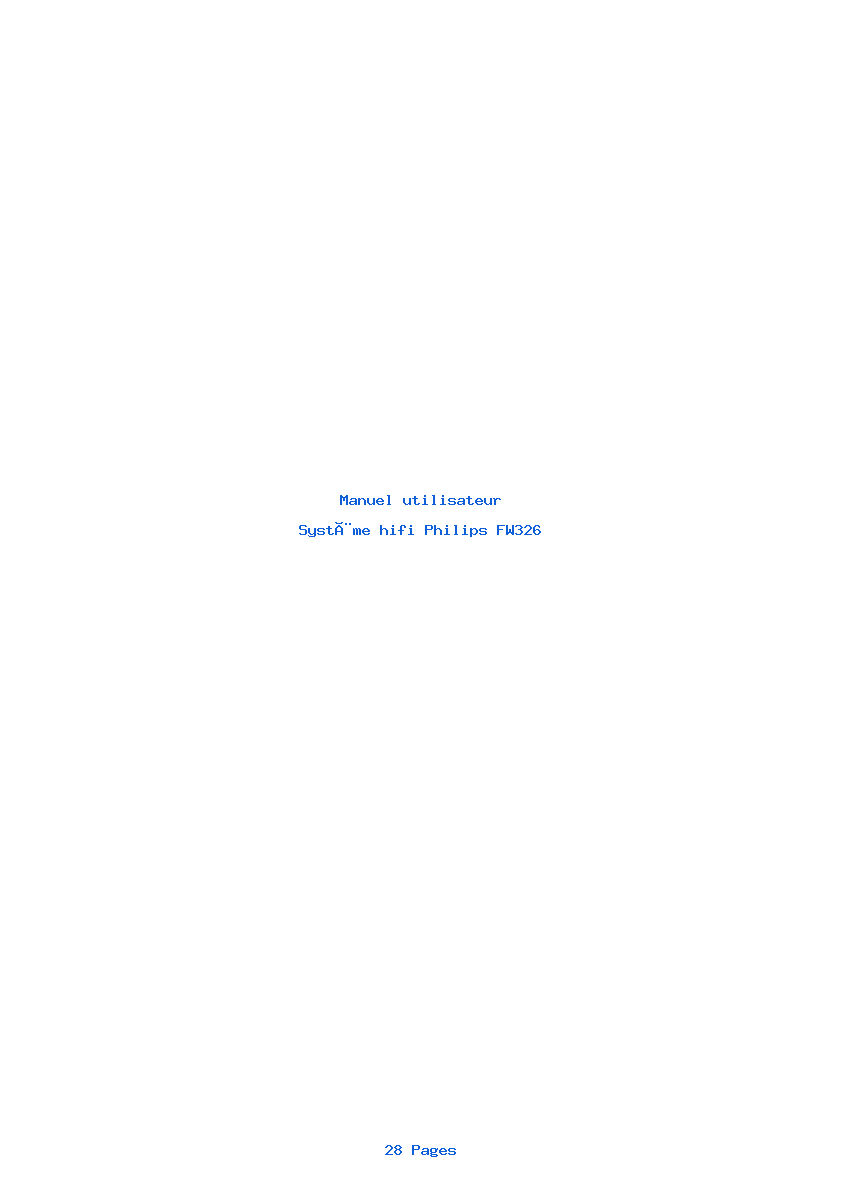 Page 1 de la notice Manuel utilisateur Philips FW326