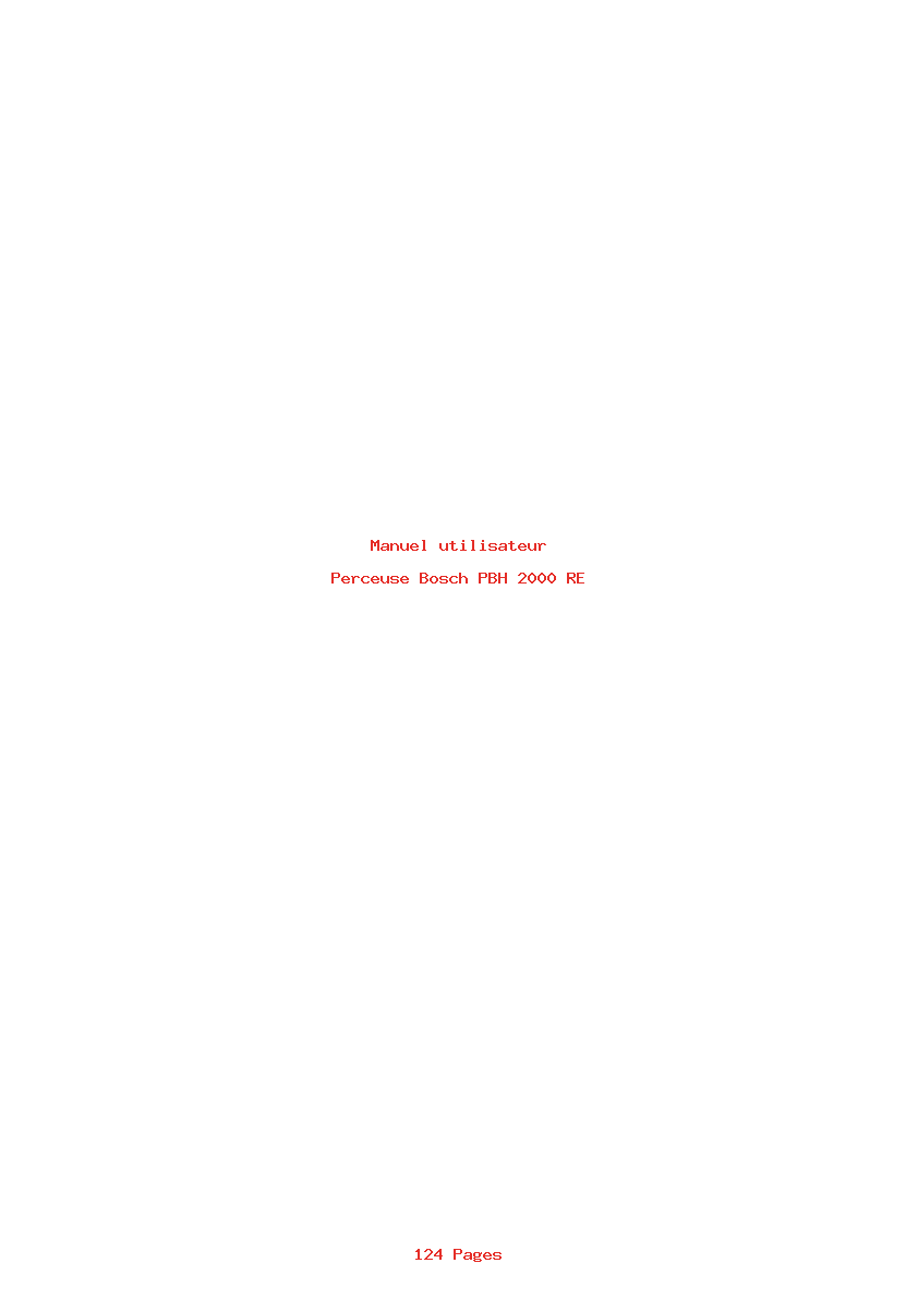 Page 1 de la notice Manuel utilisateur Bosch PBH 2000 RE