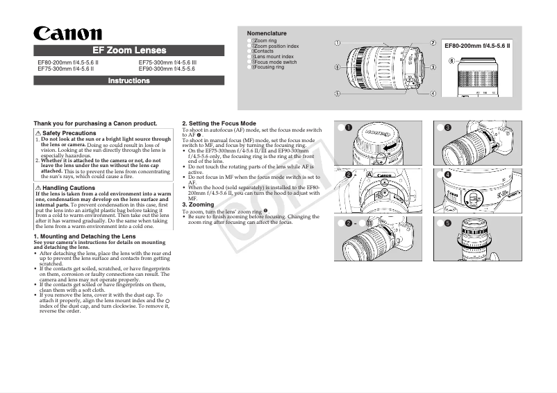 Page 1 de la notice Manuel utilisateur Canon EF 75-300mm f/4.0-5.6 III