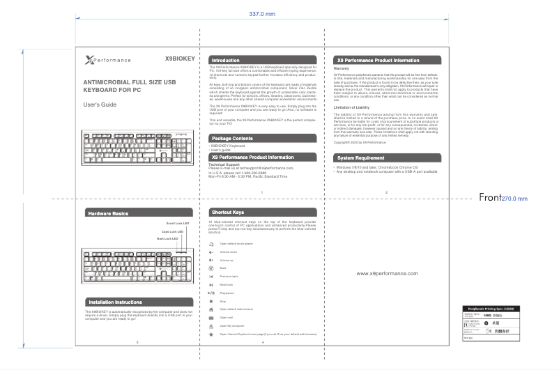 Page 1 de la notice Manuel utilisateur X9 Performance Antimicrobial Full Size USB