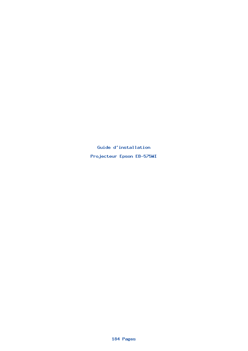 Page 1 de la notice Guide d'installation Epson EB-575WI