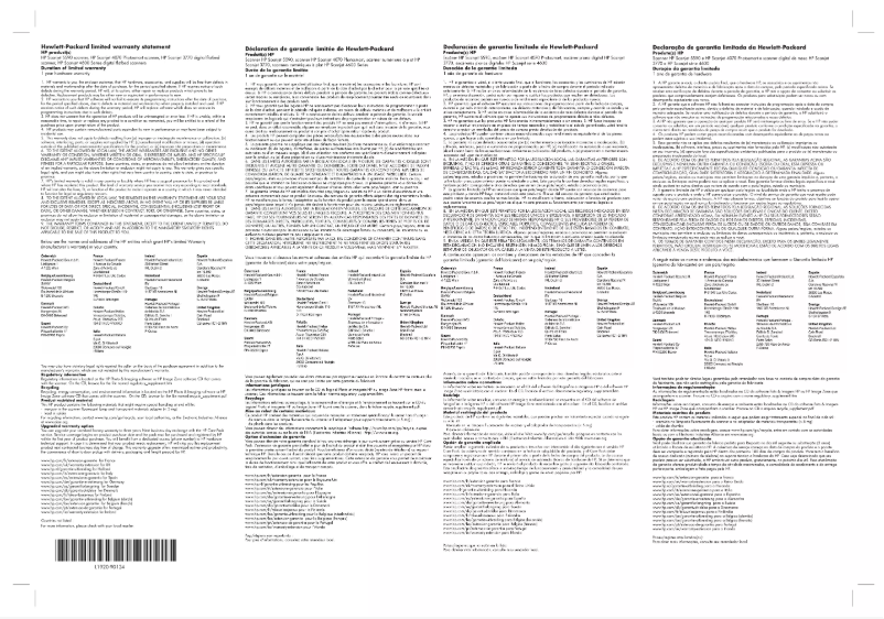 Página 1 del manual Información de garantía HP Scanjet 4600