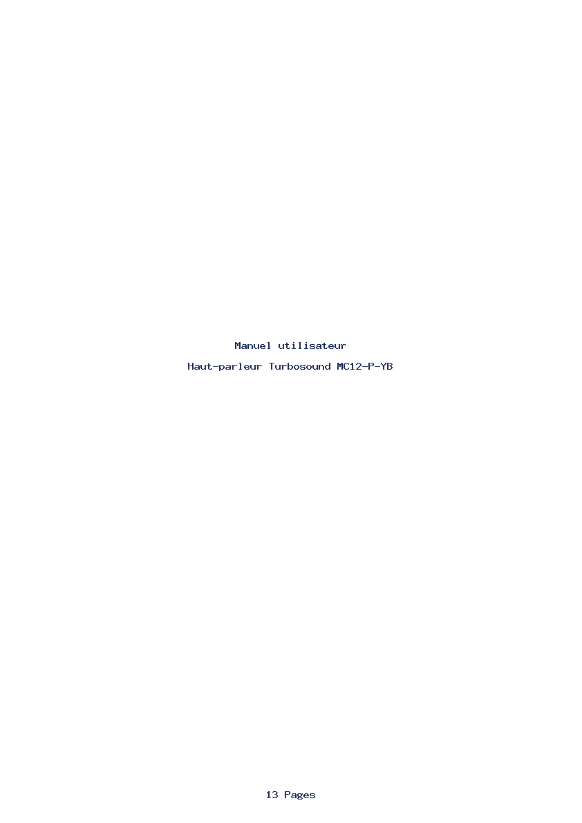 Page 1 de la notice Manuel utilisateur Turbosound MC12-P-YB
