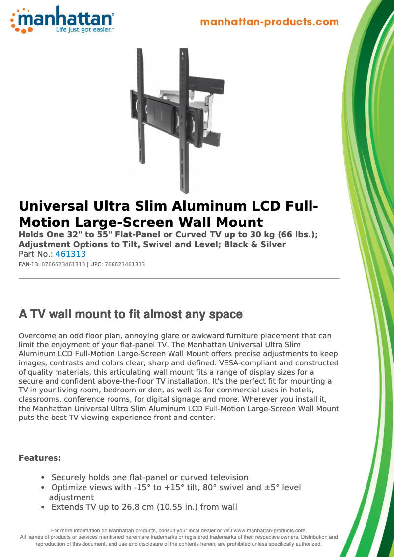 Page 1 de la notice Fiche technique Manhattan 461313