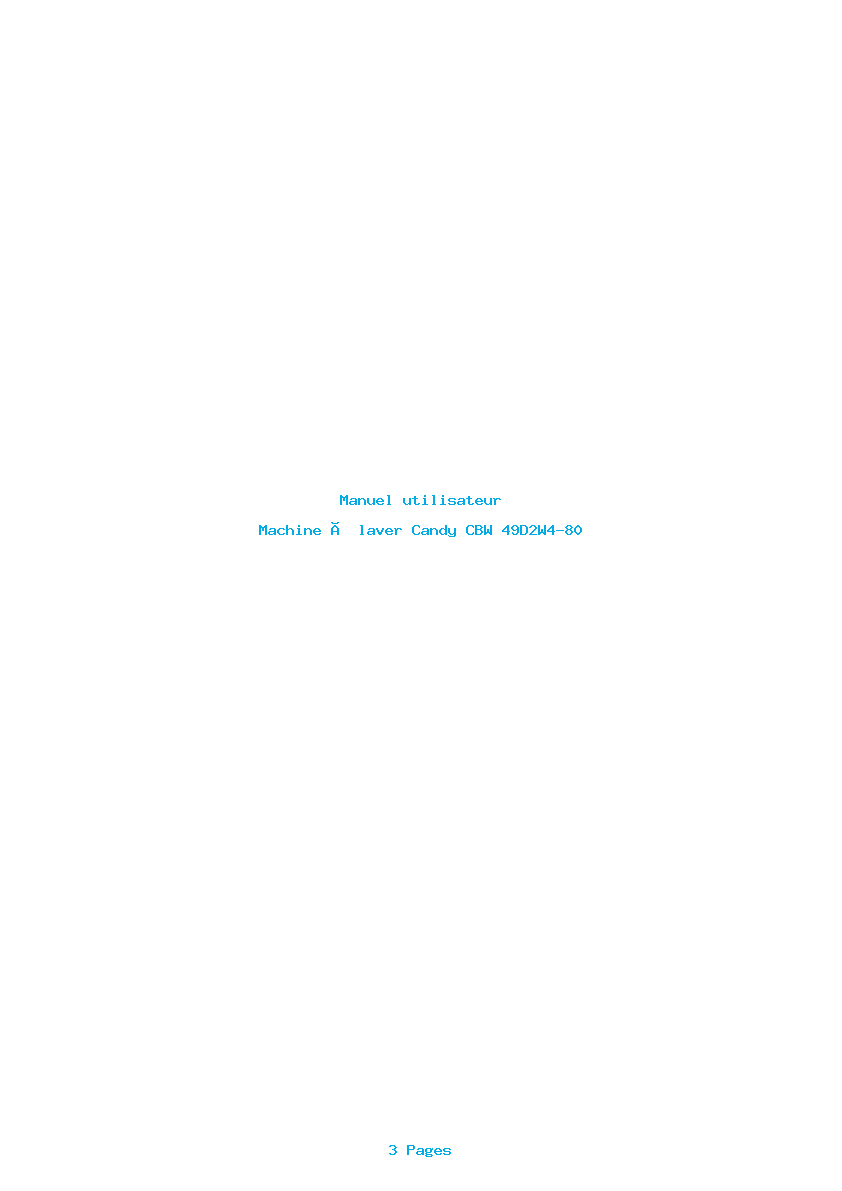 Page 1 de la notice Manuel utilisateur Candy CBW 49D2W4-80