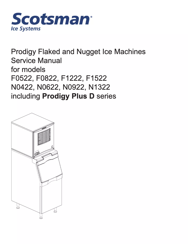 Page 1 de la notice Manuel d'utilisation et d'entretien Scotsman F0822A-1