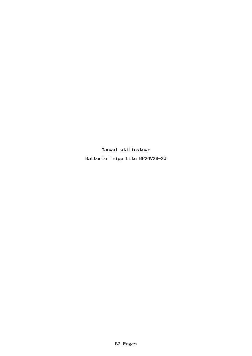Page 1 de la notice Manuel utilisateur Tripp Lite BP24V28-2U