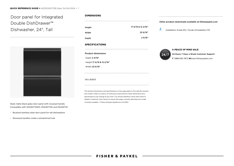 Página 1 del manual Manual de usuario Fisher & Paykel ADDD24DTZB