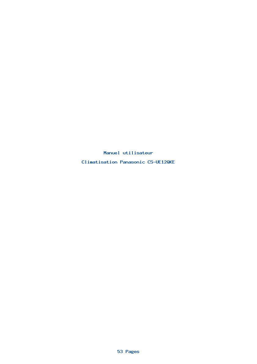 Page 1 de la notice Manuel utilisateur Panasonic CS-UE12QKE