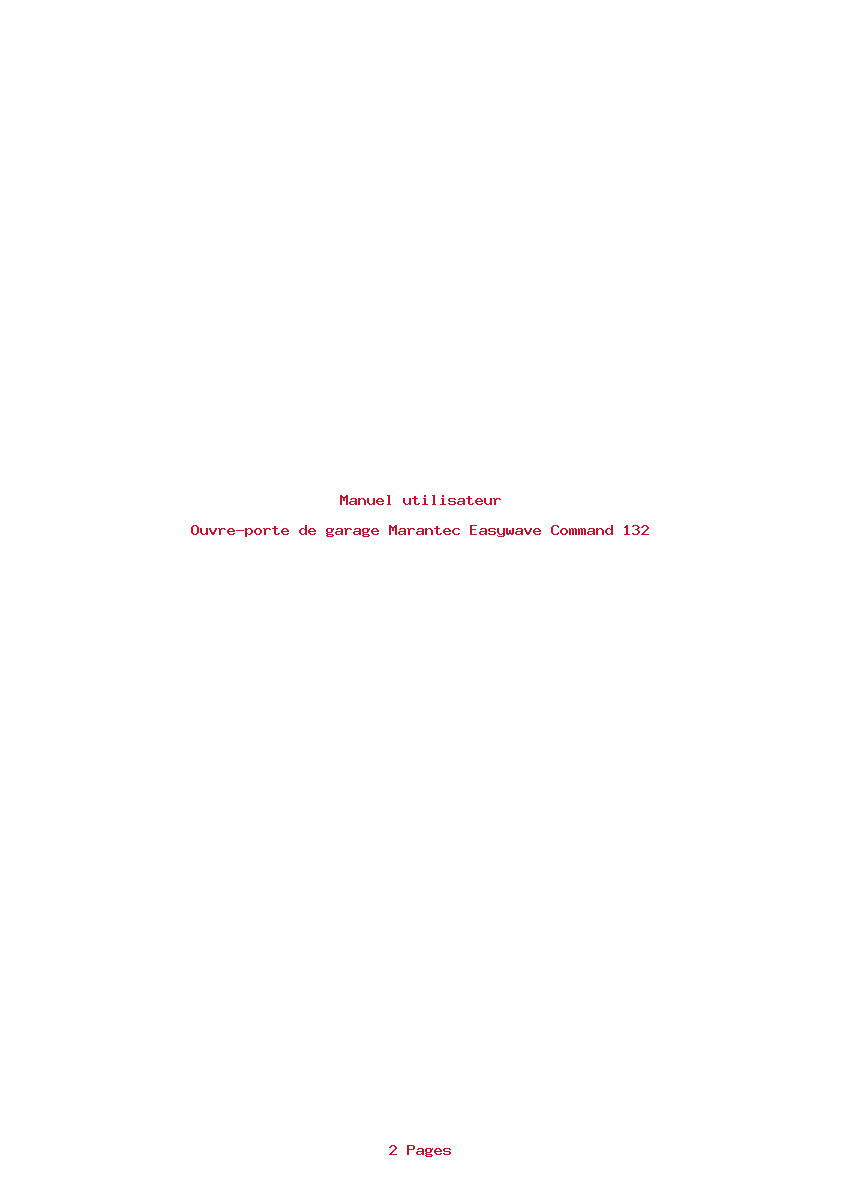 Page 1 de la notice Manuel utilisateur Marantec Easywave Command 132