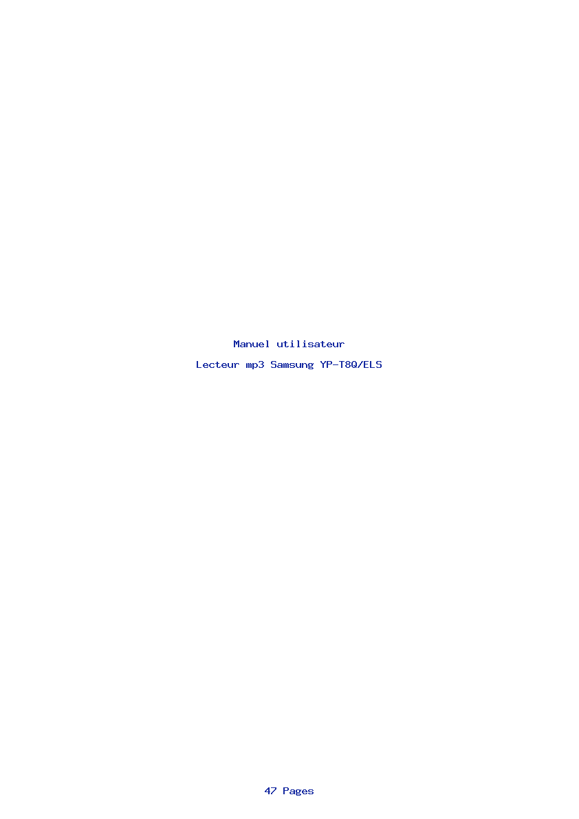 Page 1 de la notice Manuel utilisateur Samsung YP-T8Q/ELS