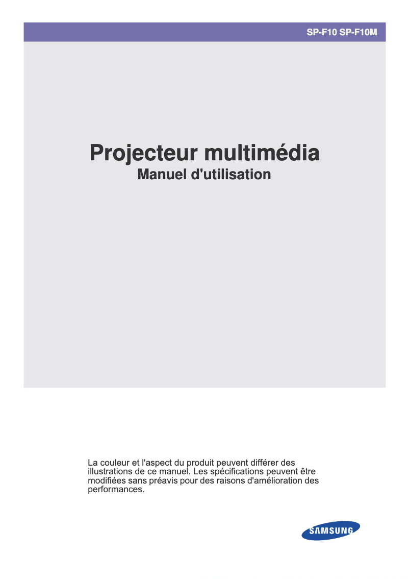 Page 1 de la notice Manuel utilisateur Samsung SP-F10