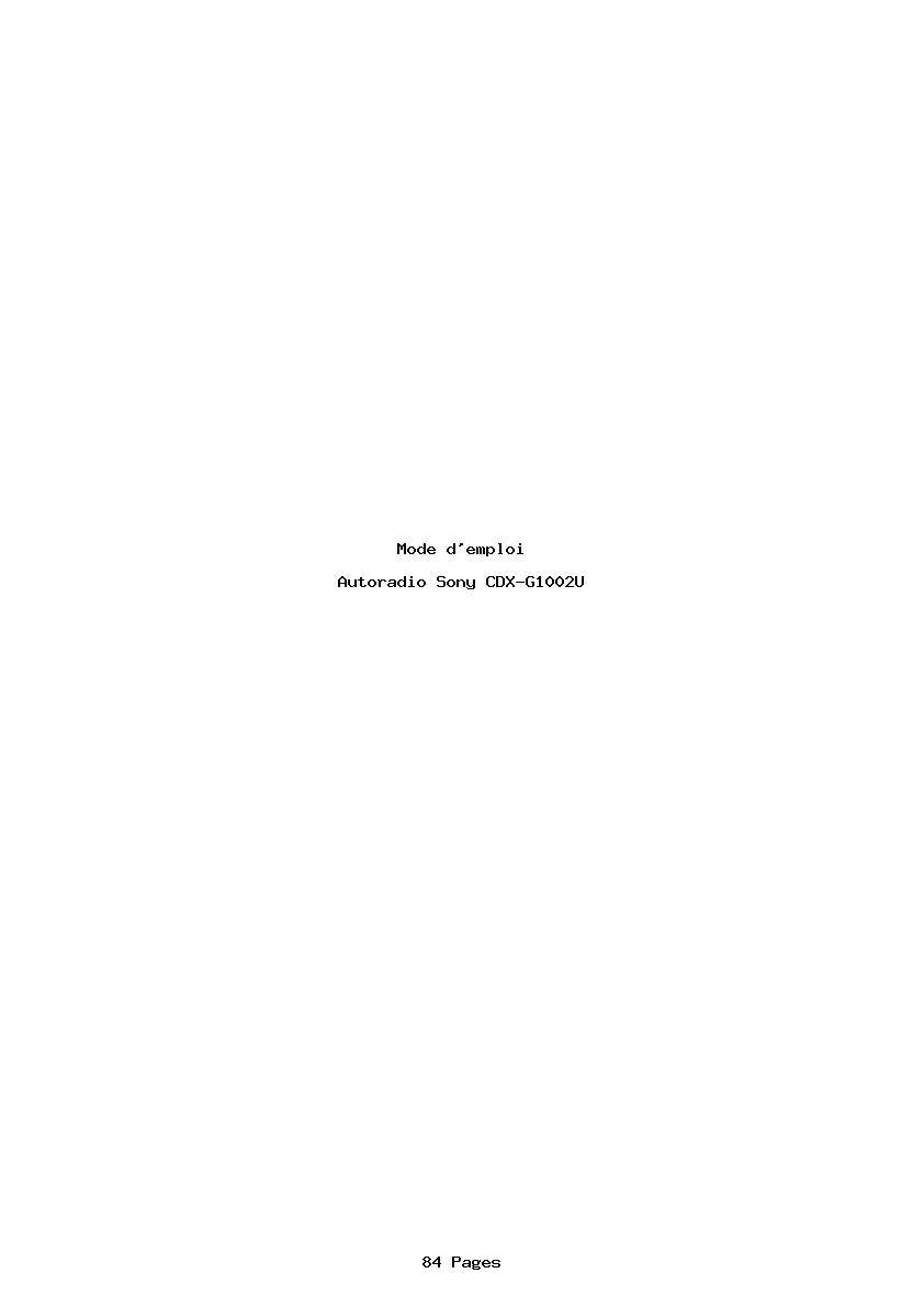 Page 1 de la notice Mode d'emploi Sony CDX-G1002U