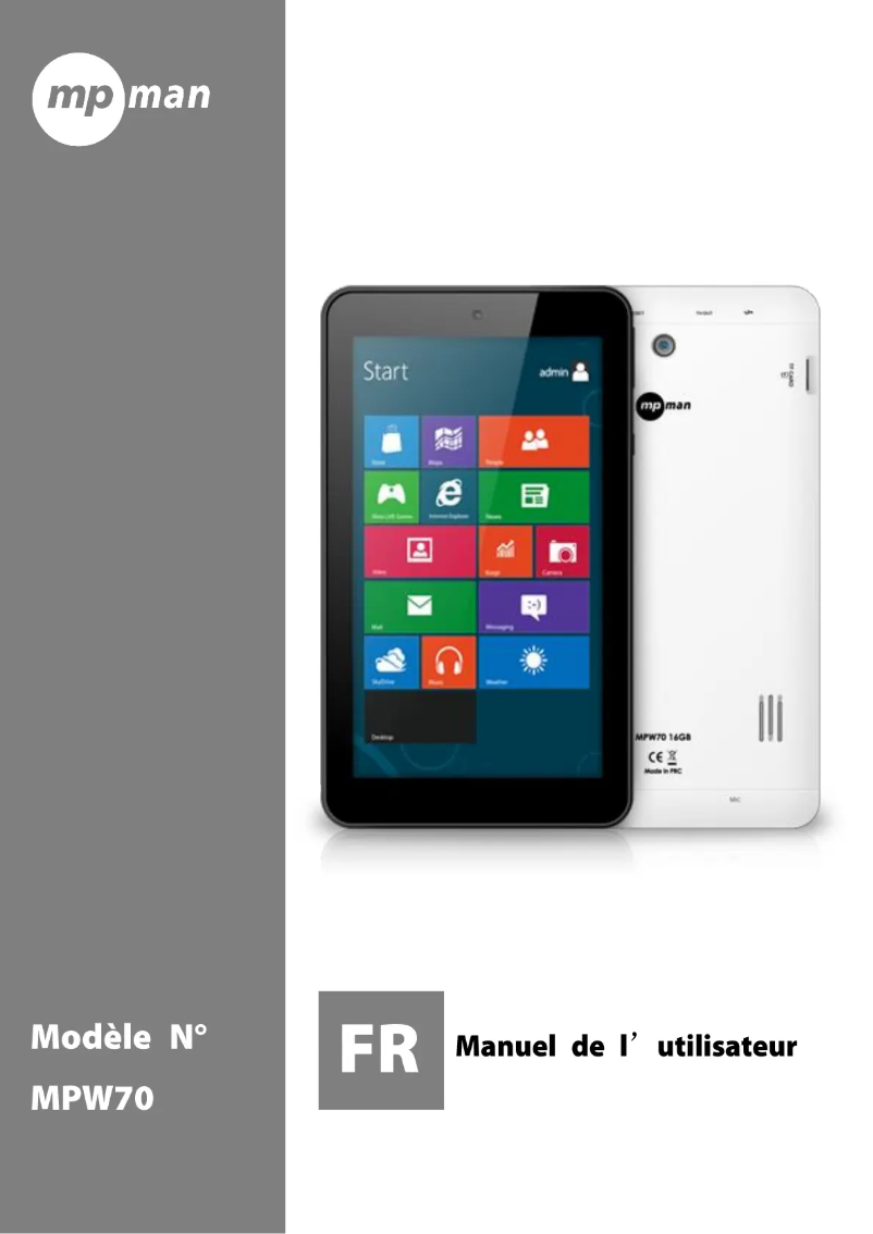Page 1 de la notice Manuel utilisateur Mpman MPW70