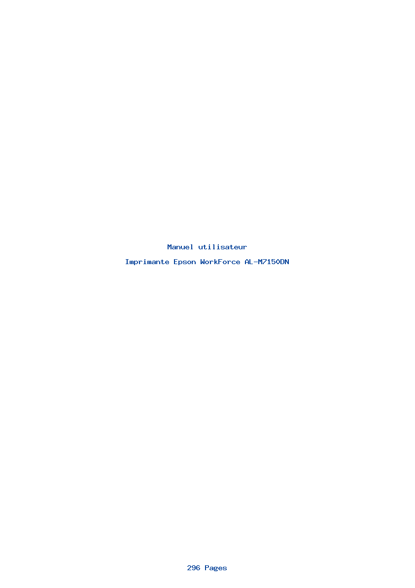 Page 1 de la notice Manuel utilisateur Epson WorkForce AL-M7150DN