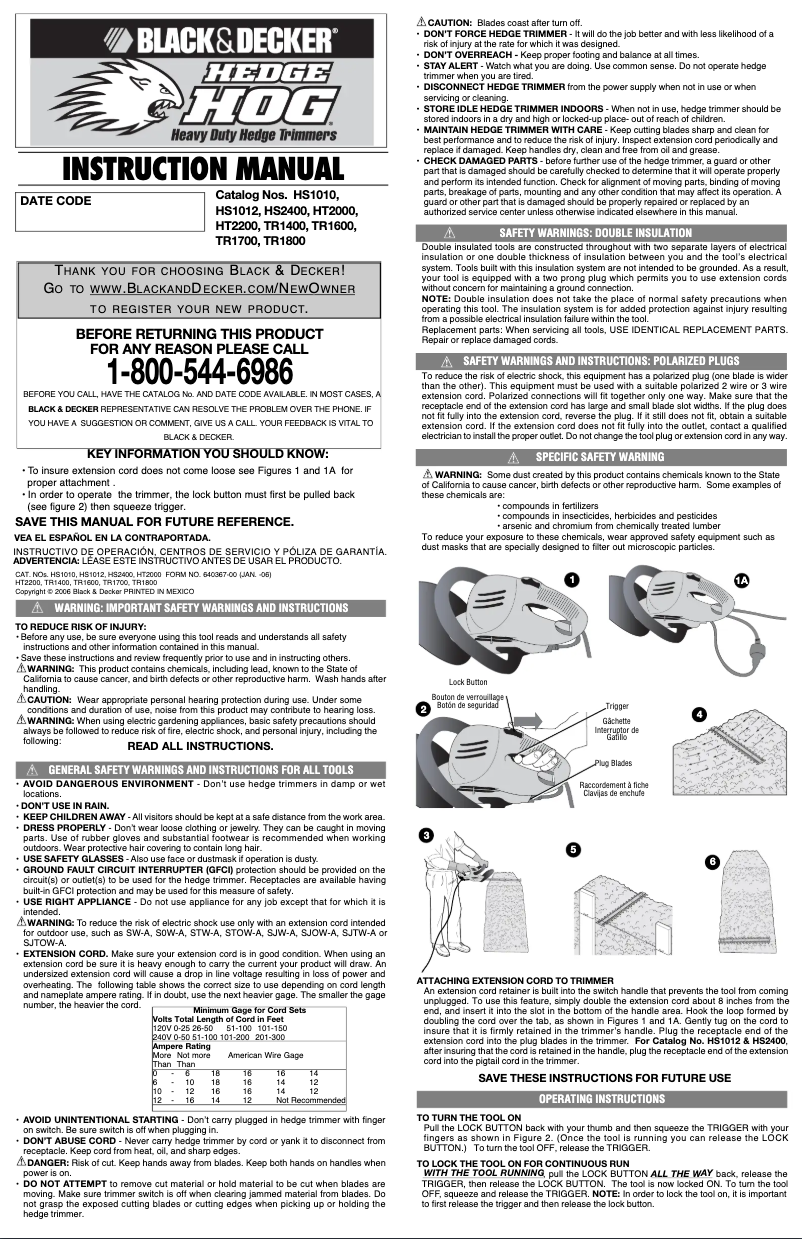 Page 1 de la notice Manuel utilisateur Black & Decker TR1600