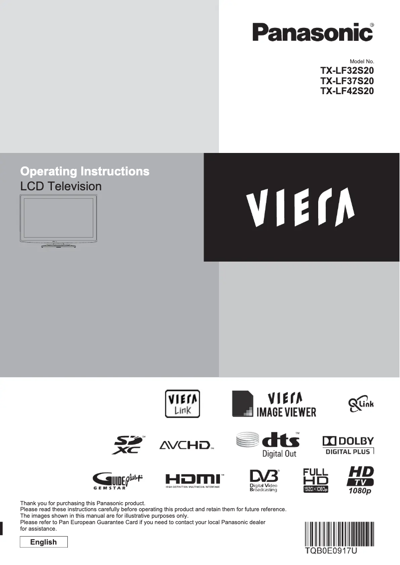 Page 1 de la notice Manuel utilisateur Panasonic Viera TX-LF32S20