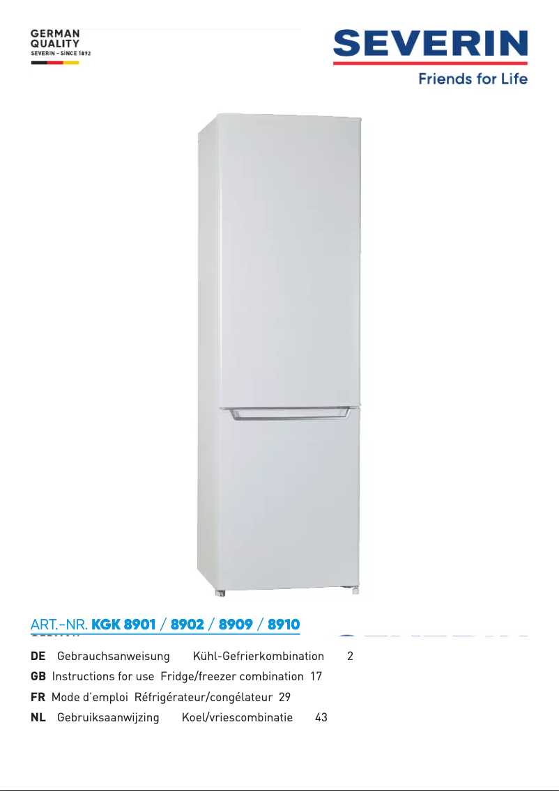 Page 1 de la notice Manuel utilisateur Severin KGK 8902