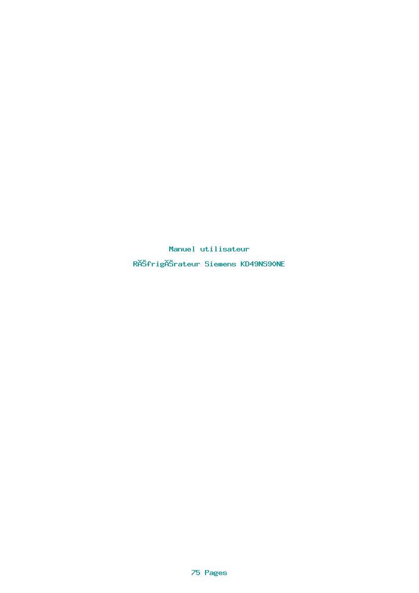 Page 1 de la notice Manuel utilisateur Siemens KD49NS90NE