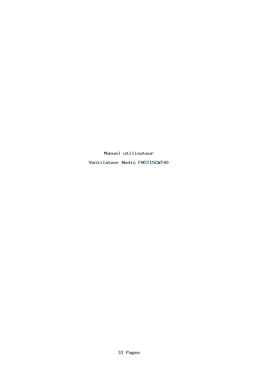 Page 1 de la notice Manuel utilisateur Nedis FNST15CWT40