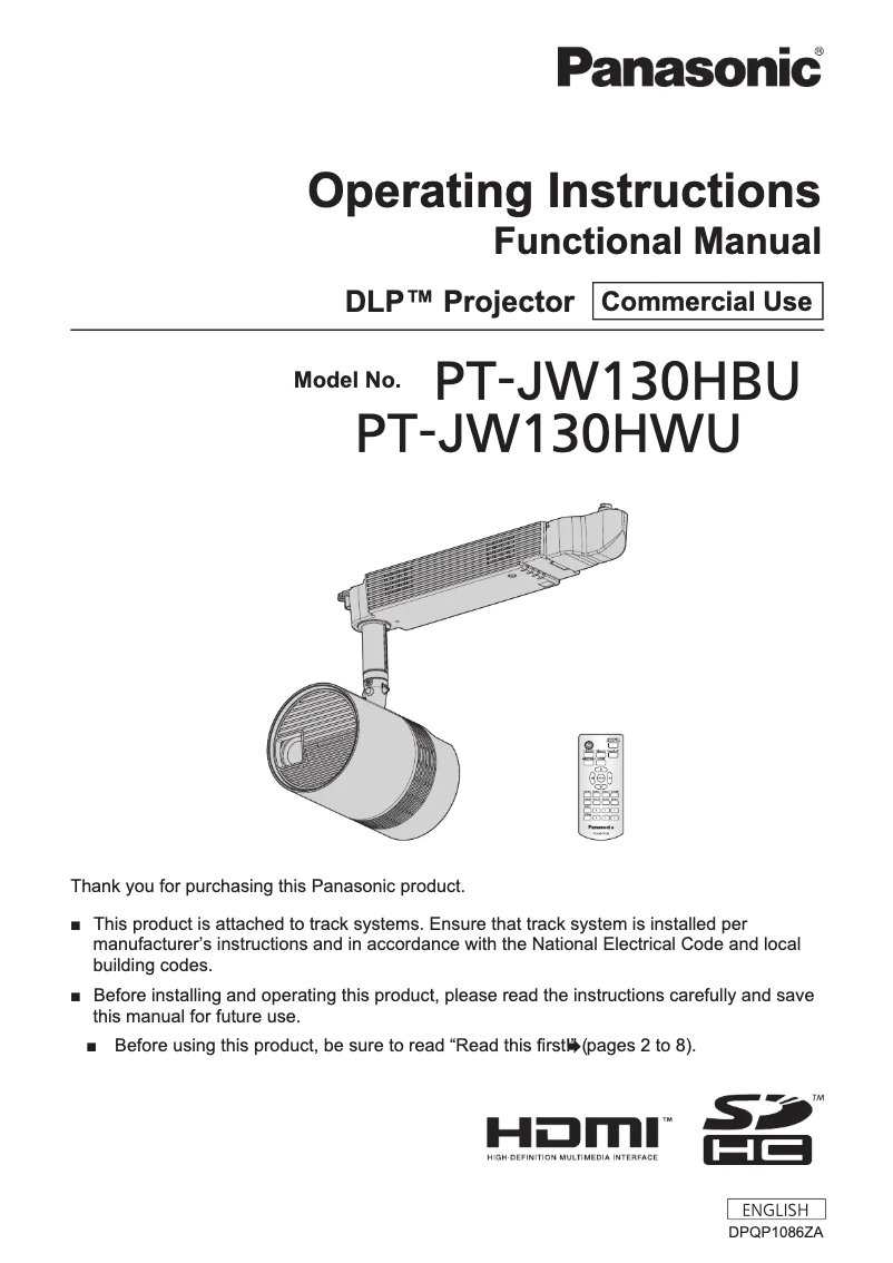 Página 1 del manual Manual de usuario Panasonic PT-JW130