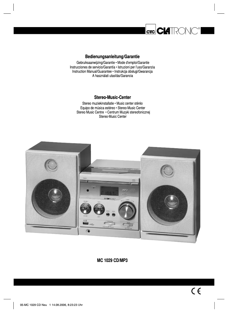 Page 1 of the manual User Manual Clatronic MC 1029 CD/MP3