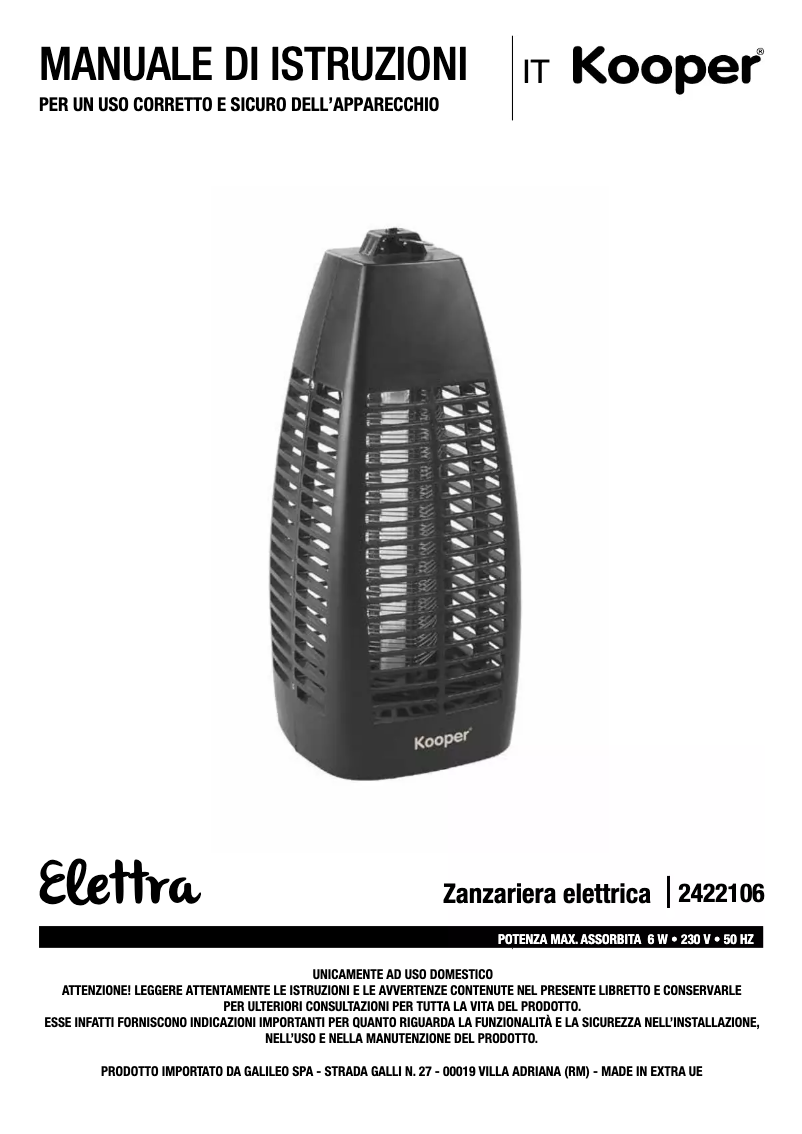 Page 1 de la notice Manuel utilisateur Kooper 2422106