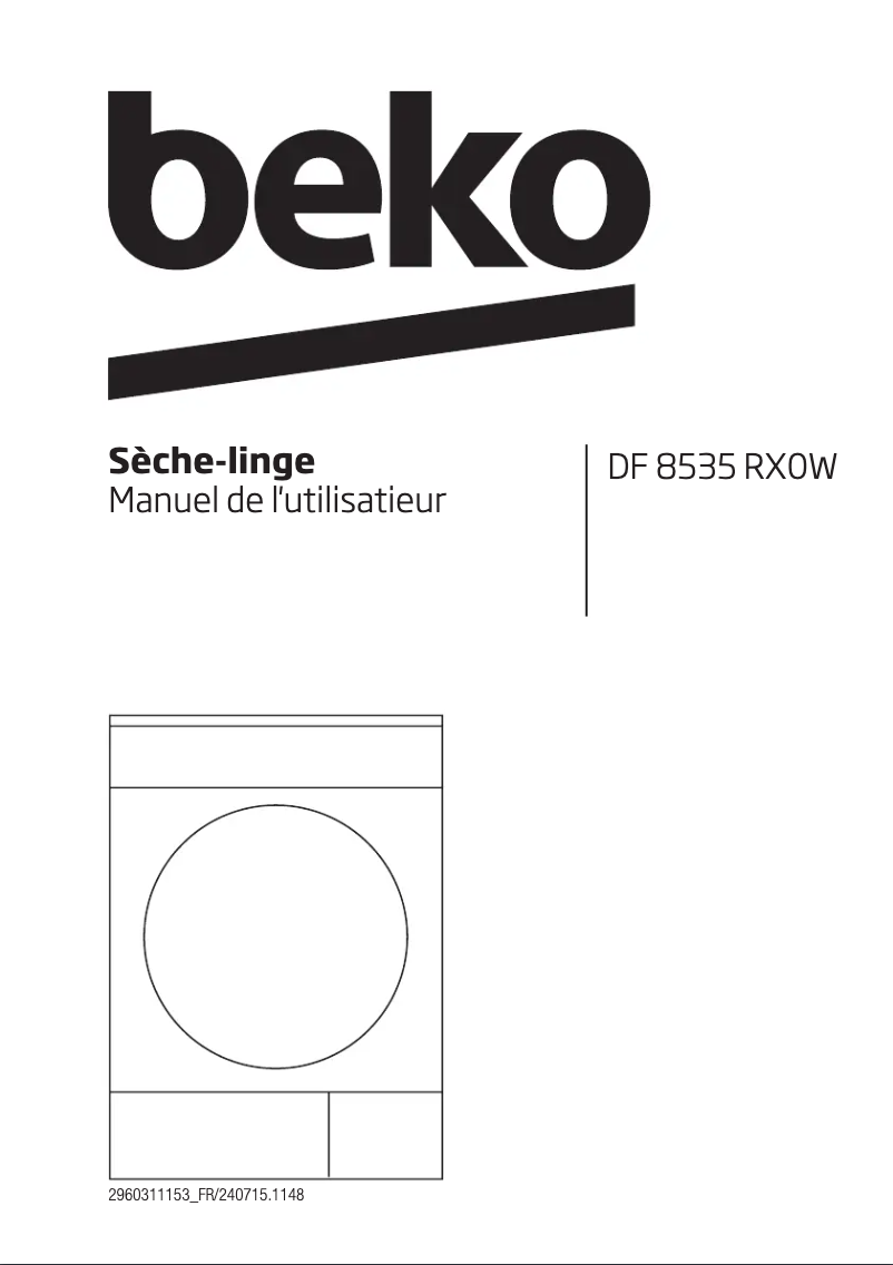 Page 1 de la notice Manuel utilisateur Beko DF 8535 RX0W