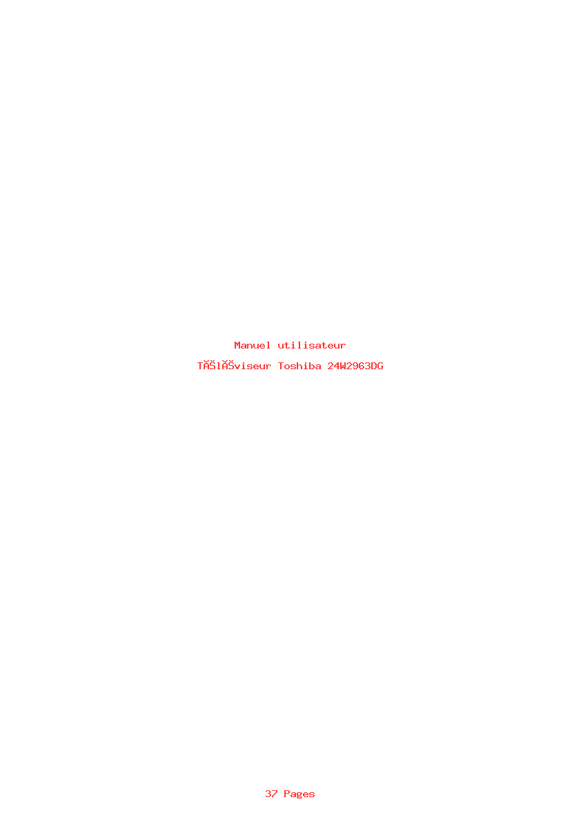 Page 1 de la notice Manuel utilisateur Toshiba 24W2963DG