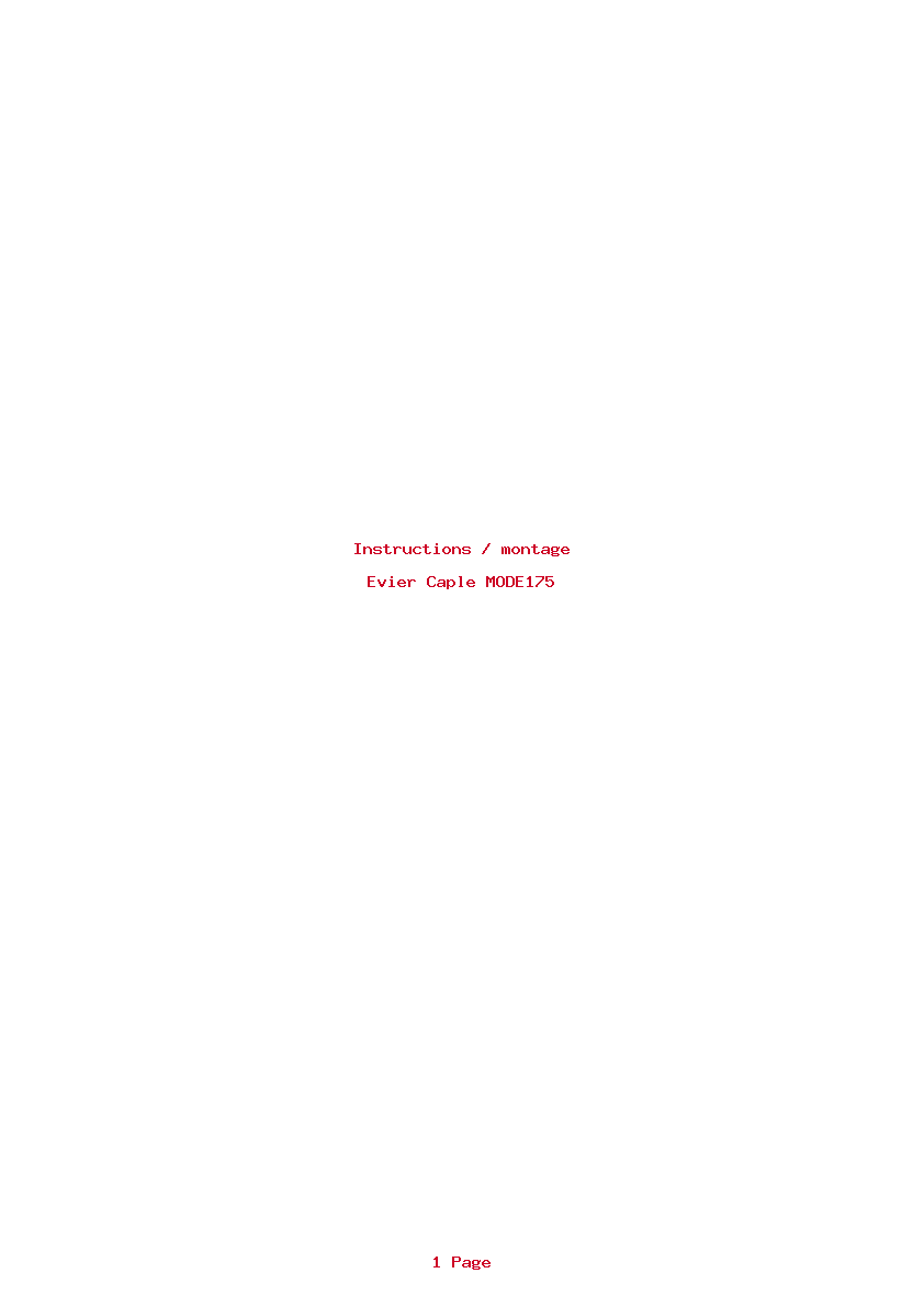 Page 1 de la notice Instructions / montage Caple MODE175
