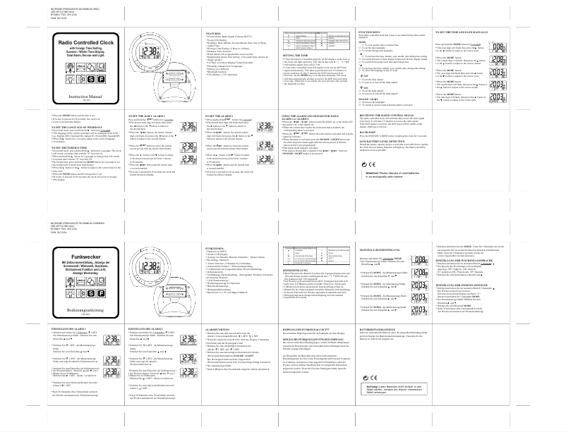 Page 1 de la notice Manuel utilisateur Techno Line WT 191