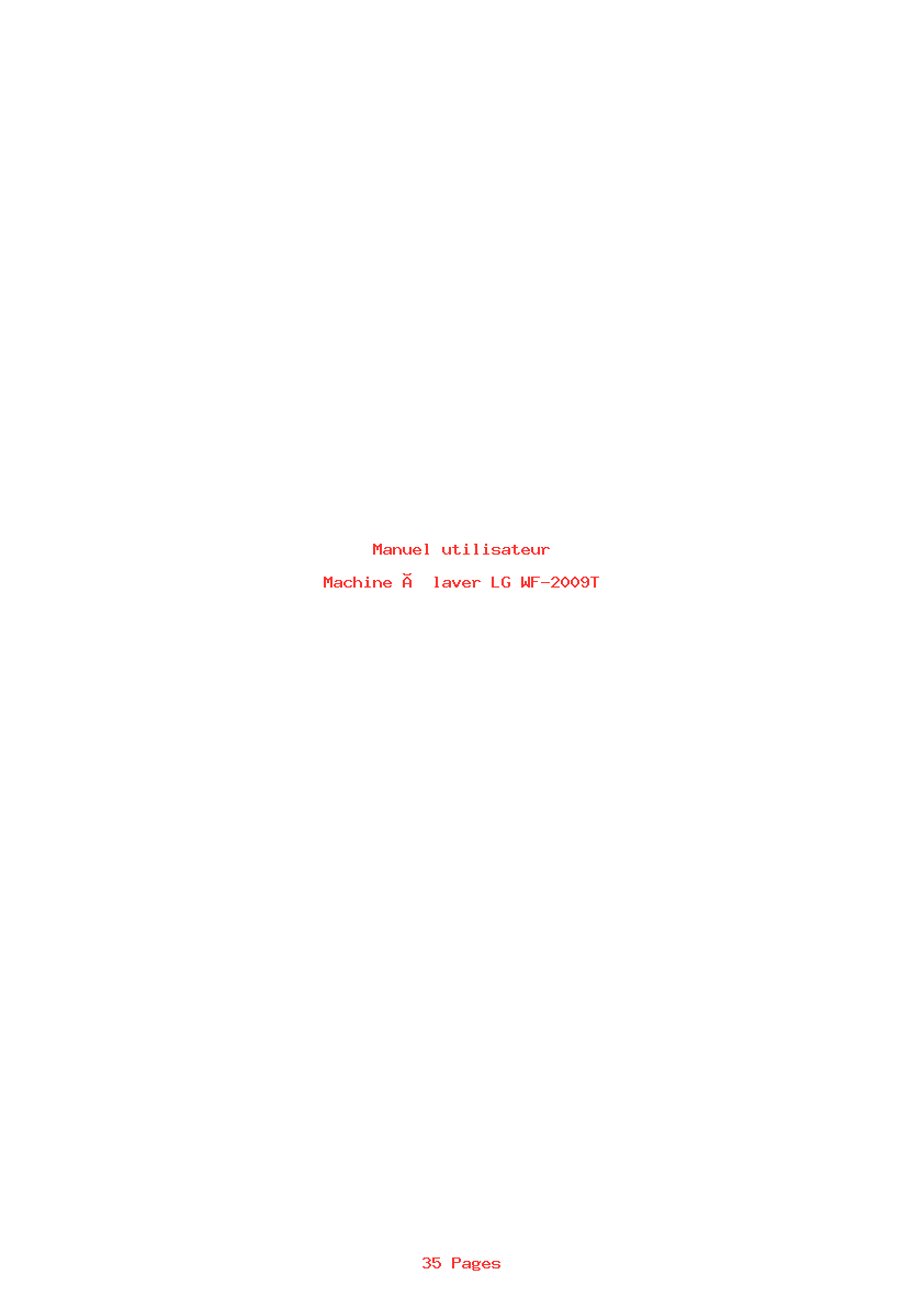 Page 1 de la notice Manuel utilisateur LG WF-2009T
