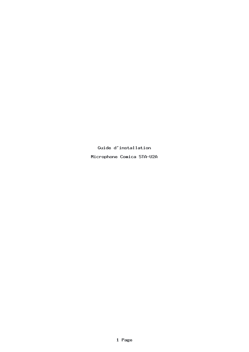 Page 1 de la notice Guide d'installation Comica STA-U2A