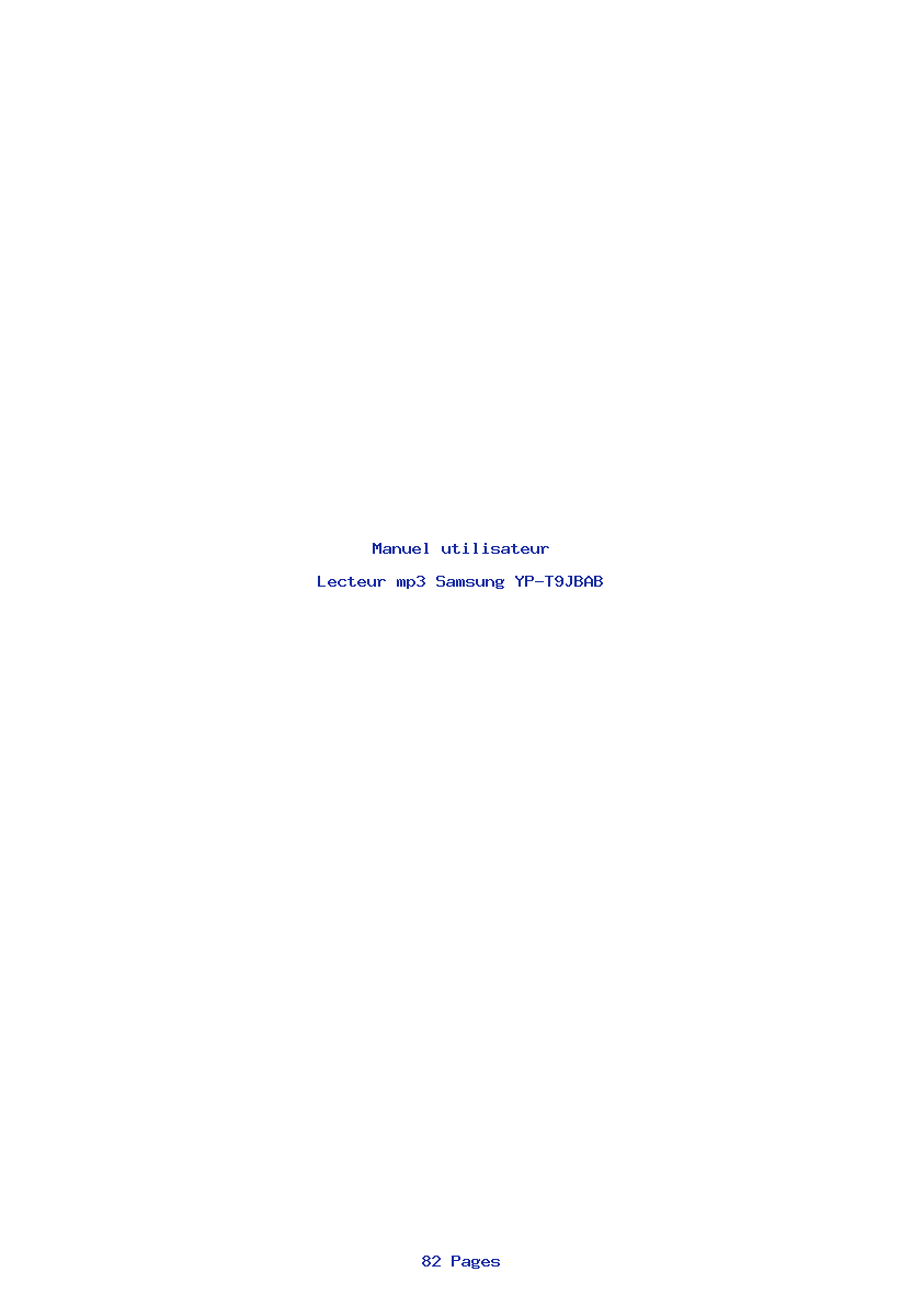 Page 1 de la notice Manuel utilisateur Samsung YP-T9JBAB