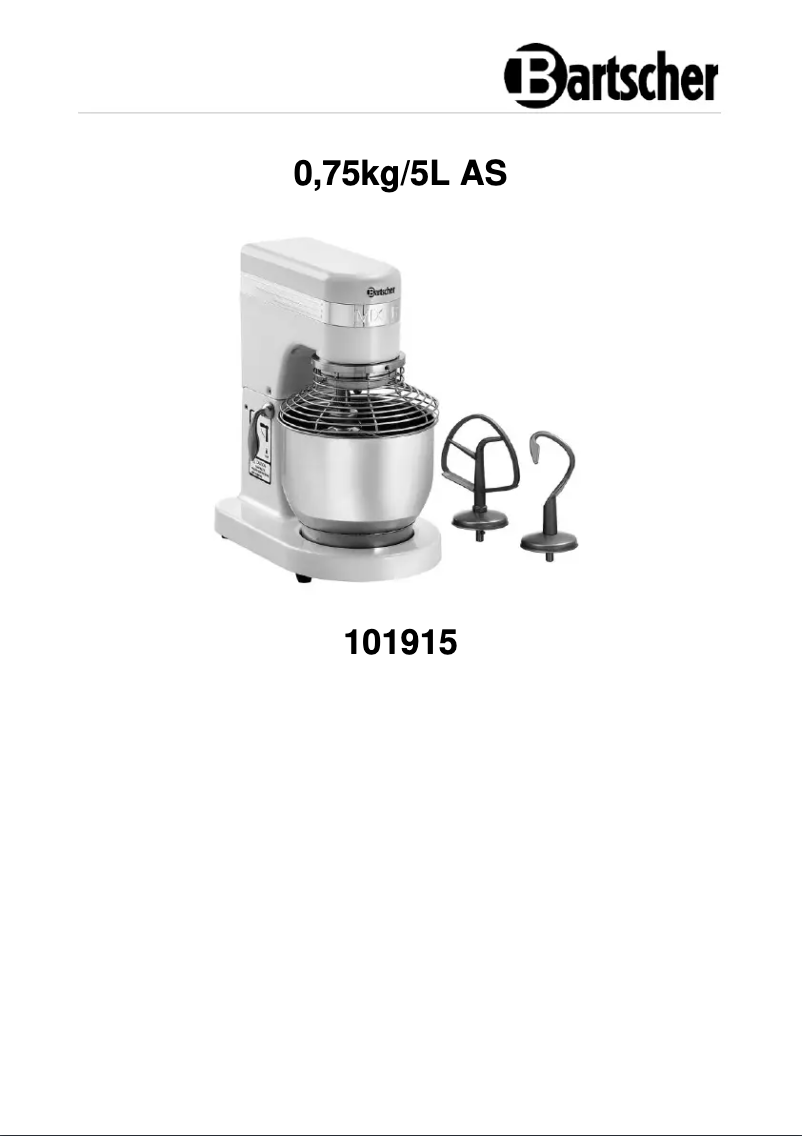Page 1 de la notice Manuel utilisateur Bartscher 101915