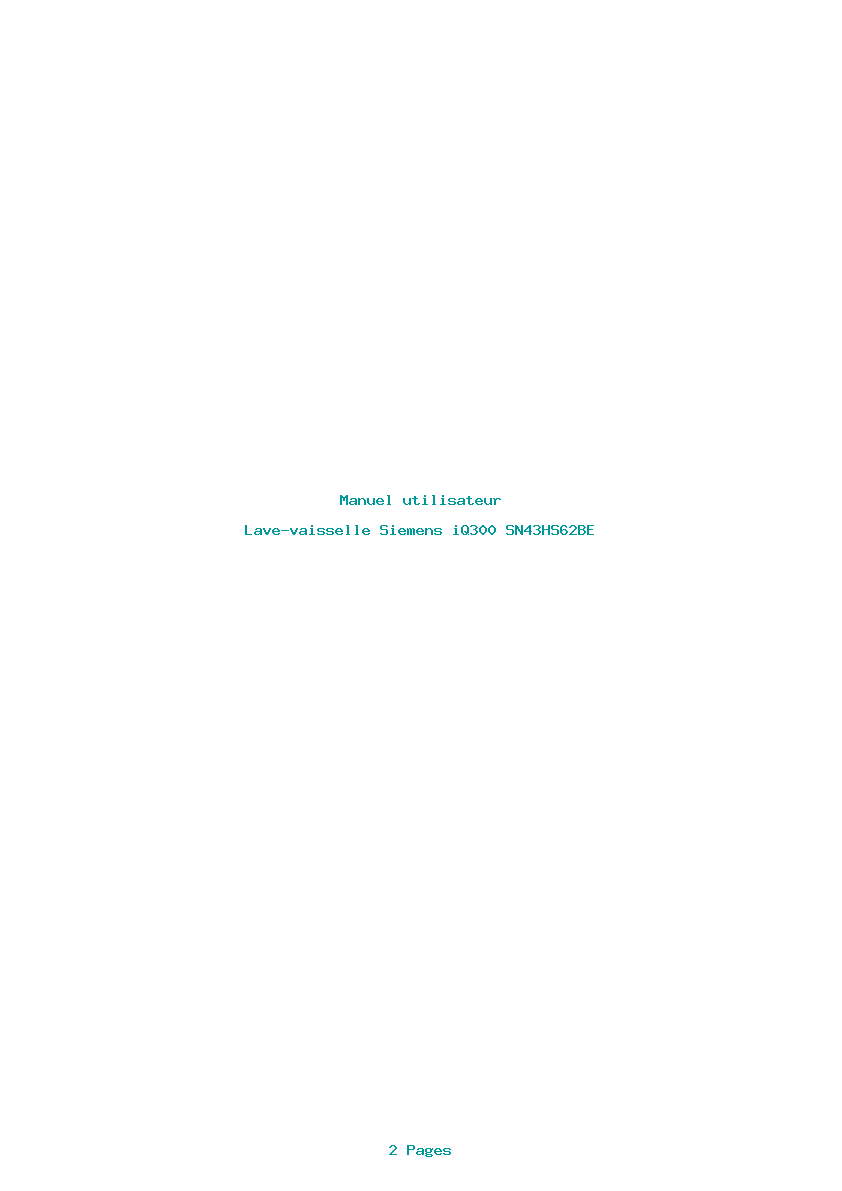 Page 1 de la notice Manuel utilisateur Siemens iQ300 SN43HS62BE