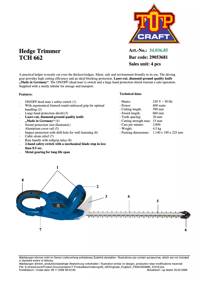 Página 1 del manual Manual de usuario Topcraft TCH 662