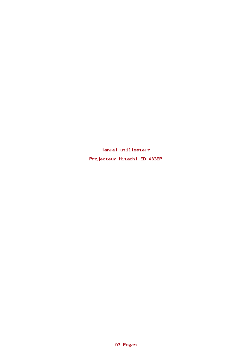 Page 1 de la notice Manuel utilisateur Hitachi ED-X33EP