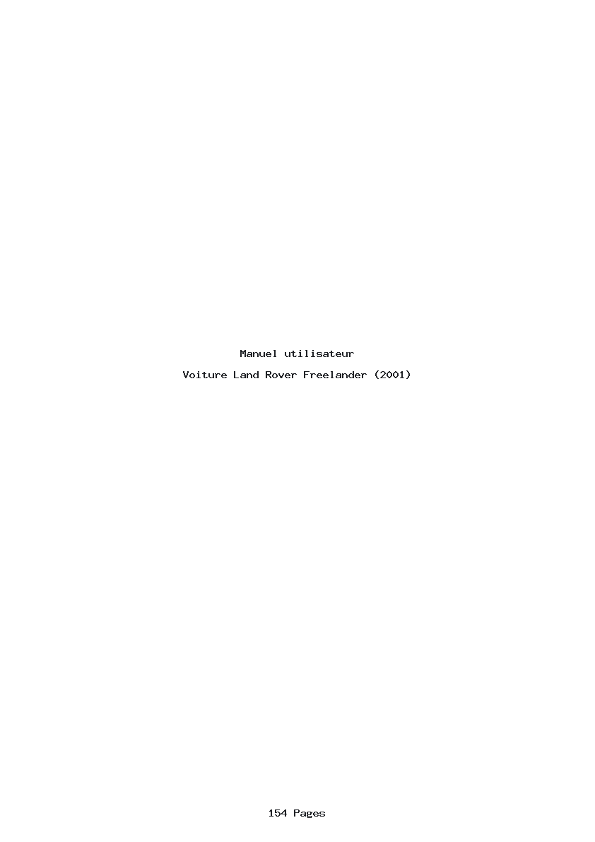 Page 1 de la notice Manuel utilisateur Land Rover Freelander (2001)