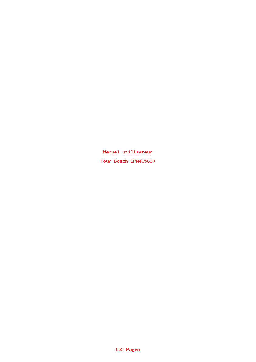 Page 1 de la notice Manuel utilisateur Bosch CPA465GS0