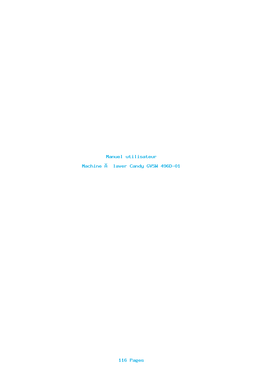 Page 1 de la notice Manuel utilisateur Candy GVSW 496D-01