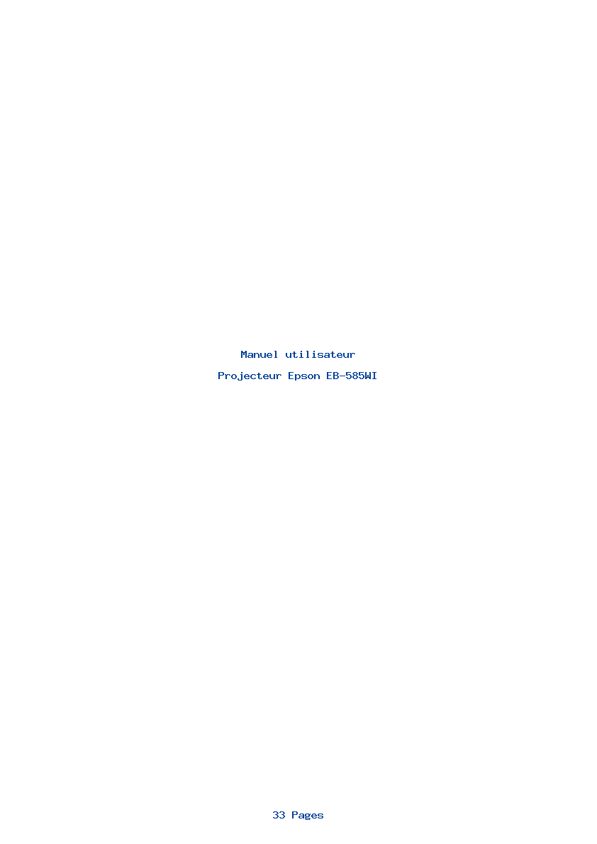 Page 1 de la notice Manuel utilisateur Epson EB-585WI