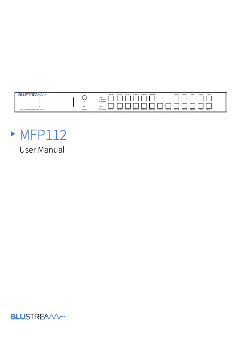 Página 1 del manual Manual de usuario Blustream MFP112