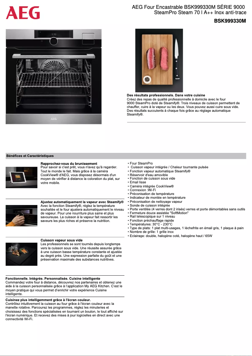 Page 1 de la notice Fiche technique AEG BSK999330M