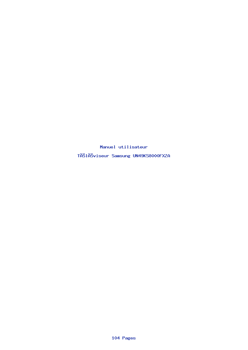 Page 1 de la notice Manuel utilisateur Samsung UN49KS8000FXZA