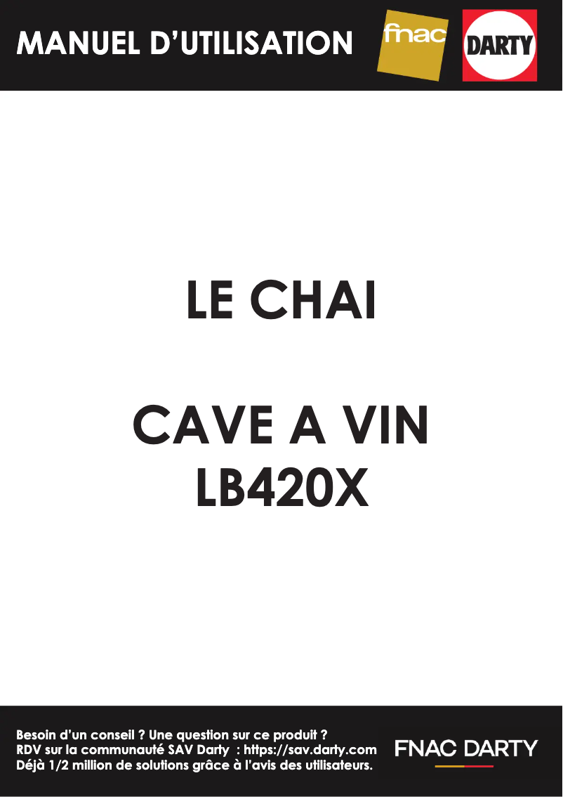 Page 1 de la notice Manuel utilisateur Le Chai LB420X