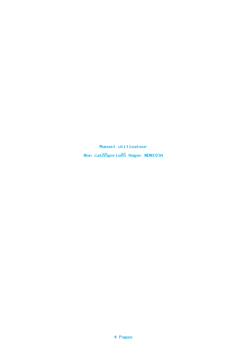 Page 1 de la notice Manuel utilisateur Hager NDN103A