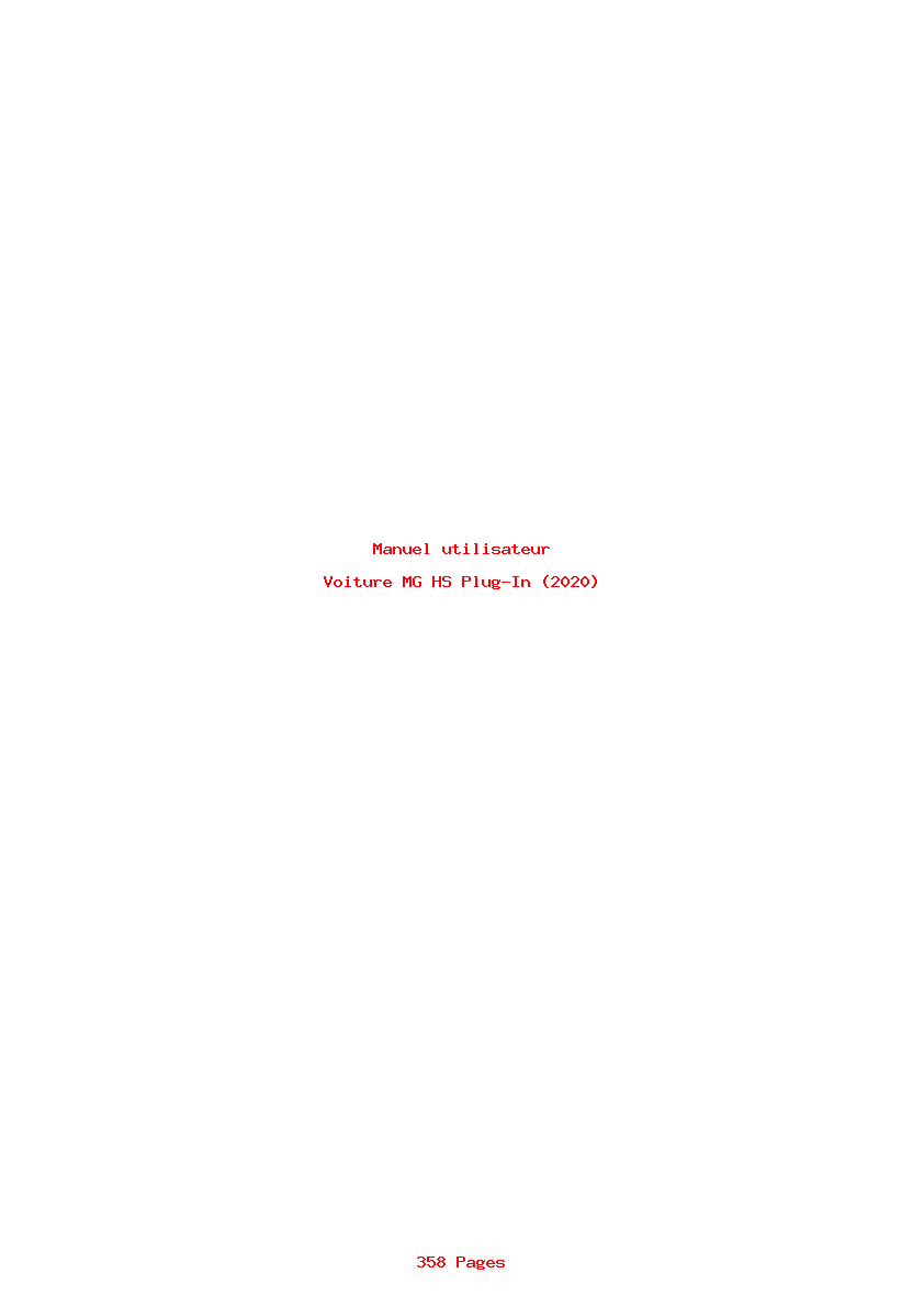 Page 1 de la notice Manuel utilisateur MG HS Plug-In (2020)